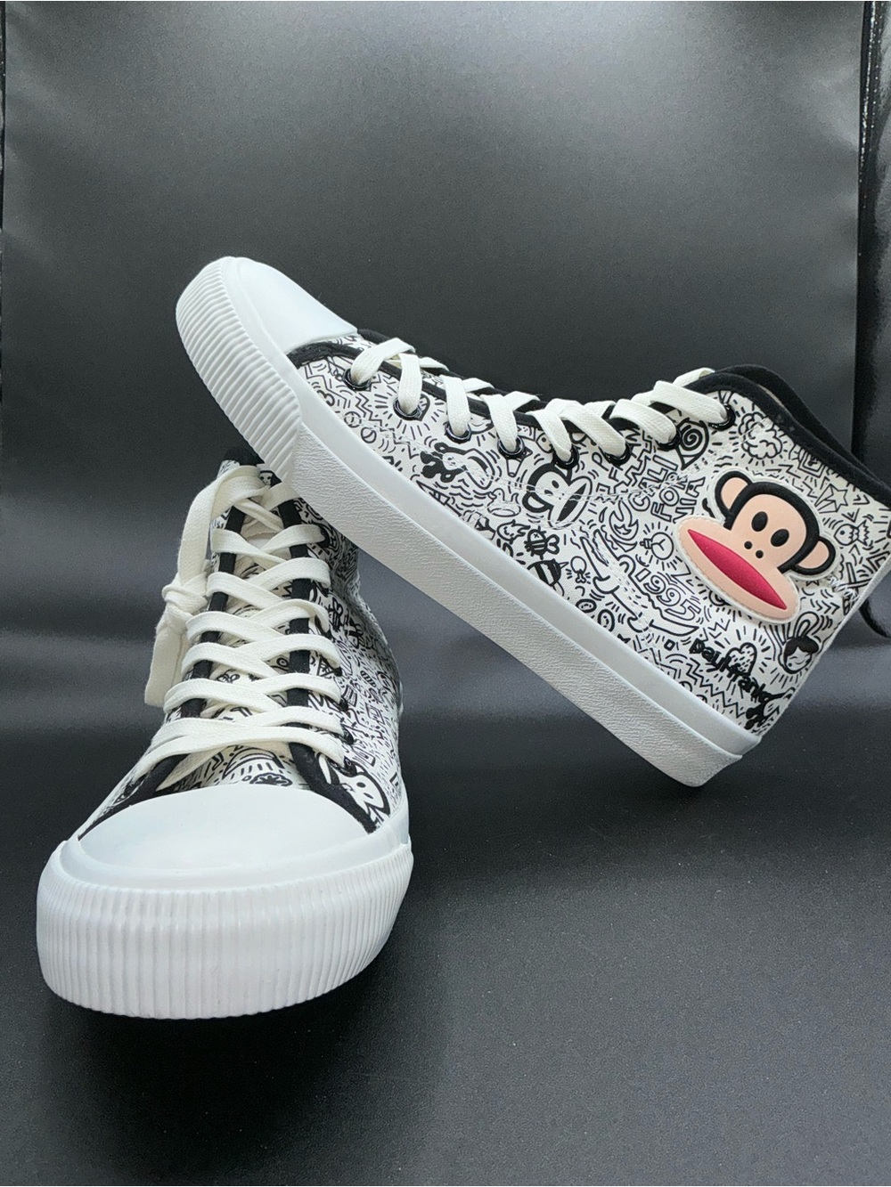 The Paul Frank Julius Doodle Graphic Sneakers in Black and White size 9 New